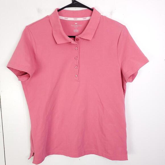 Talbots Shirt Womens L Petite Short Sleeve Polo Golf Preppy Classic Country Club - Picture 1 of 8